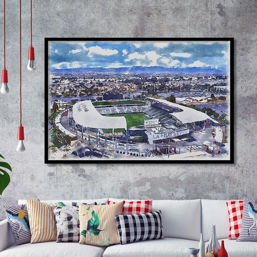 Dignity Health Sports Park Stadium WaterColor Framed Art Prints, Soccer Watercolor, Stadium Art Gifts