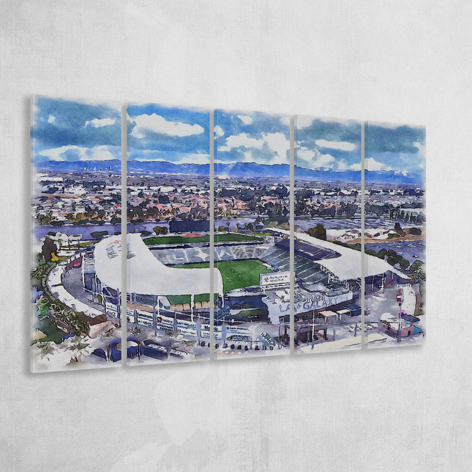 Dignity Health Sports Park Stadium WaterColor 5 Panels B Mixed Canvas Prints, Extra Large, Soccer Watercolor