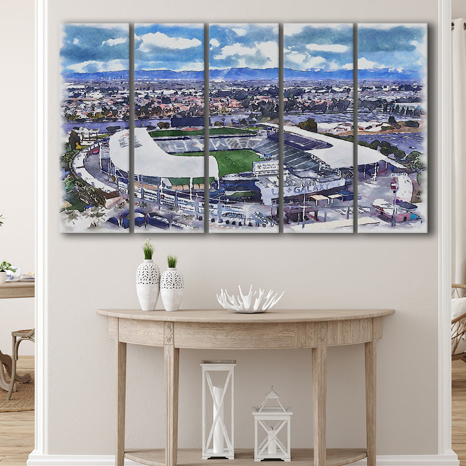 Dignity Health Sports Park Stadium WaterColor 5 Panels B Mixed Canvas Prints, Extra Large, Soccer Watercolor