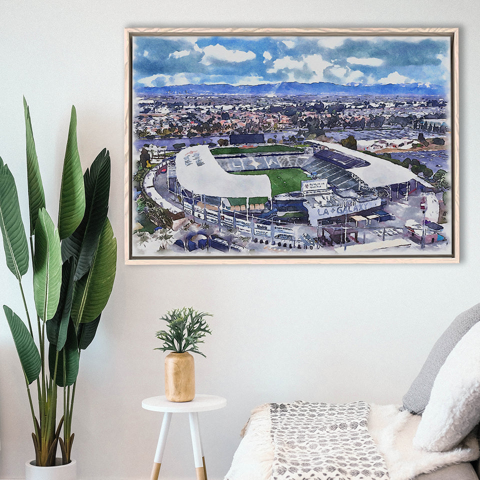 Dignity Health Sports Park Stadium WaterColor Framed Canvas Prints, Soccer Watercolor, Stadium Art Gifts, Floating Frame