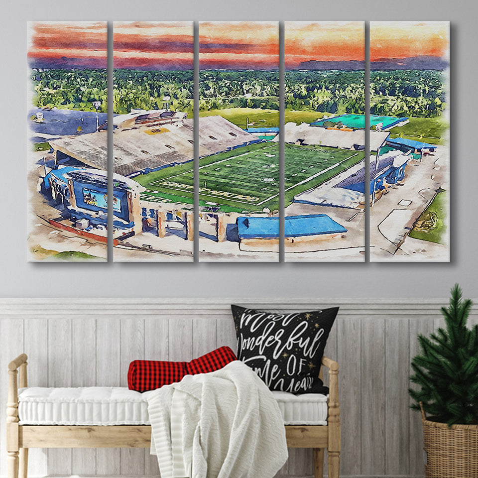 Dix Stadium WaterColor 5 Panels B Mixed Canvas Prints, Extra Large, Kent Ohio Watercolor