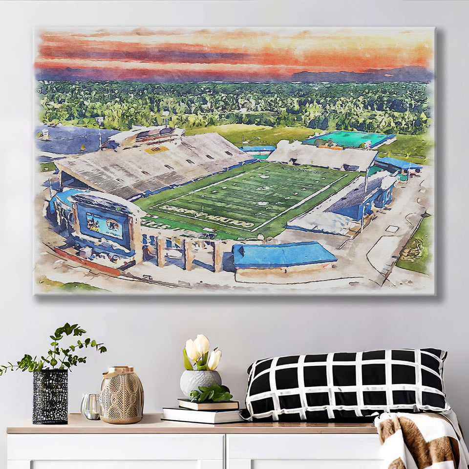 Dix Stadium WaterColor Canvas Prints, Kent Ohio Watercolor, Stadium Art Gifts
