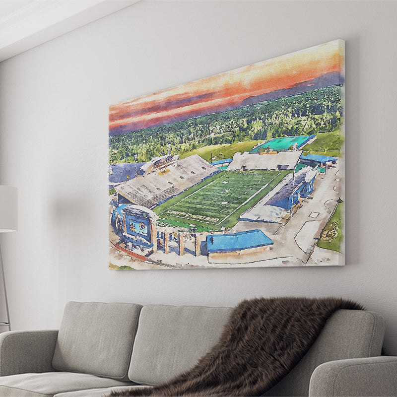 Dix Stadium WaterColor Canvas Prints, Kent Ohio Watercolor, Stadium Art Gifts