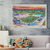 Dix Stadium WaterColor Framed Canvas Prints, Kent Ohio Watercolor, Stadium Art Gifts, Floating Frame