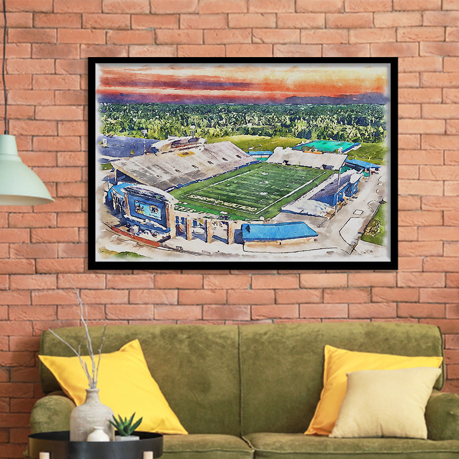 Dix Stadium WaterColor Framed Art Prints, Kent Ohio Watercolor, Stadium Art Gifts