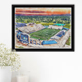 Dix Stadium WaterColor Framed Canvas Prints, Kent Ohio Watercolor, Stadium Art Gifts, Floating Frame