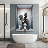 Doberman Canvas Prints Wall Art, Funny Bathroom Decor, Doberman in Toilet
