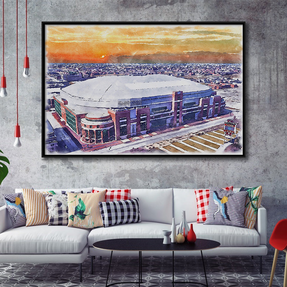 Dome at America's Center WaterColor Framed Canvas Prints, St. Louis Missouri Watercolor, Stadium Art Gifts, Floating Frame
