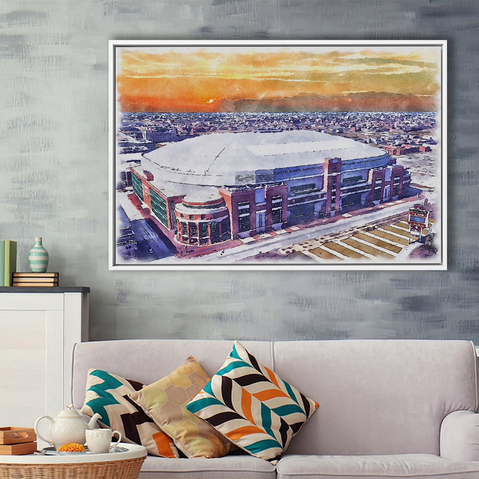 Dome at America's Center WaterColor Framed Canvas Prints, St. Louis Missouri Watercolor, Stadium Art Gifts, Floating Frame
