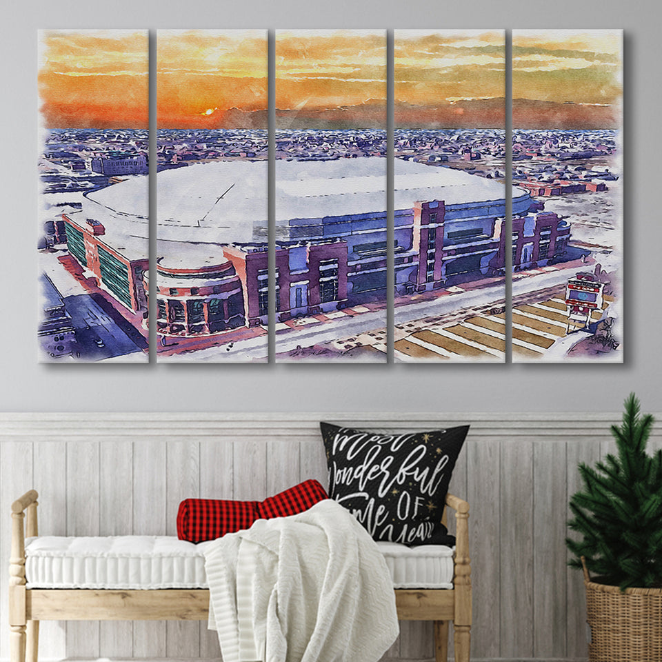 Dome at America's Center WaterColor 5 Panels B Mixed Canvas Prints, Extra Large, St. Louis Missouri Watercolor