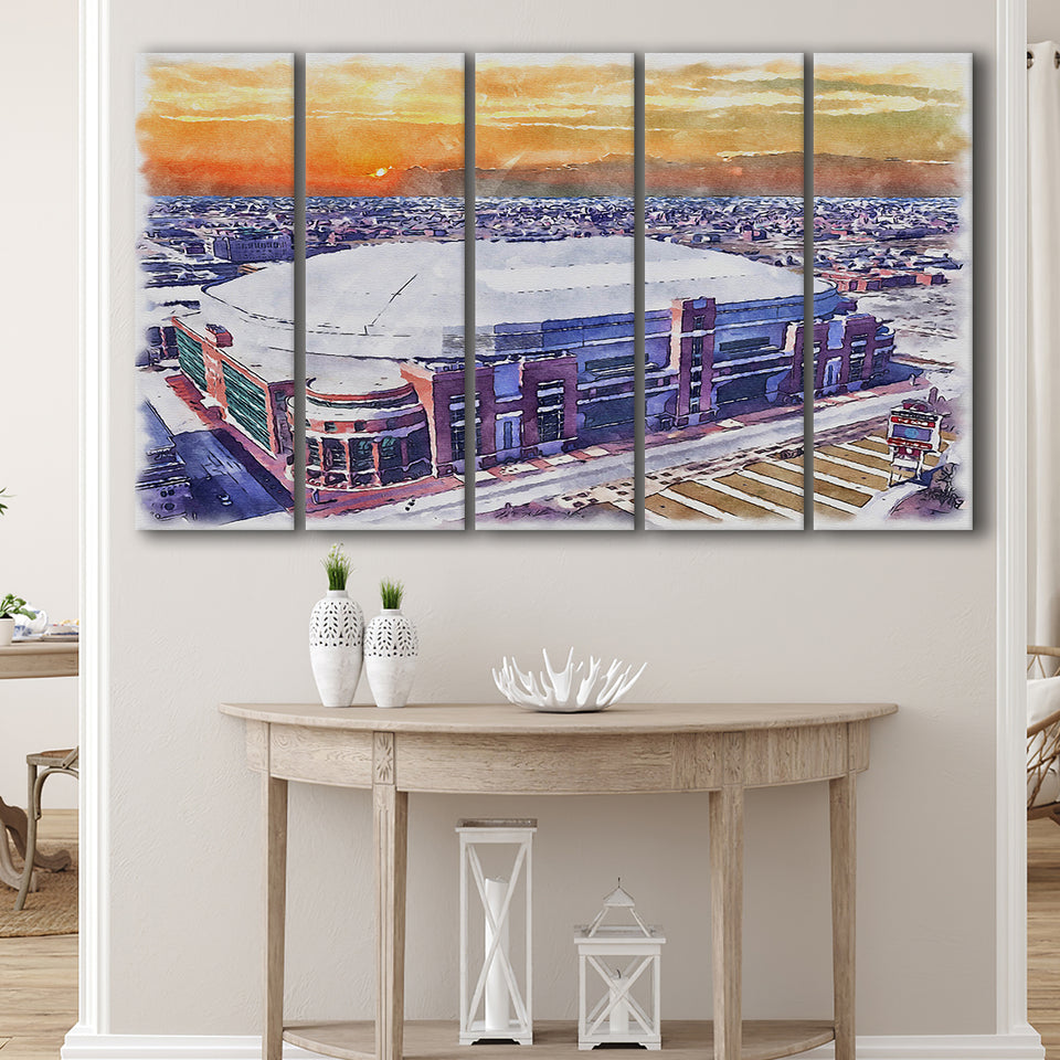 Dome at America's Center WaterColor 5 Panels B Mixed Canvas Prints, Extra Large, St. Louis Missouri Watercolor