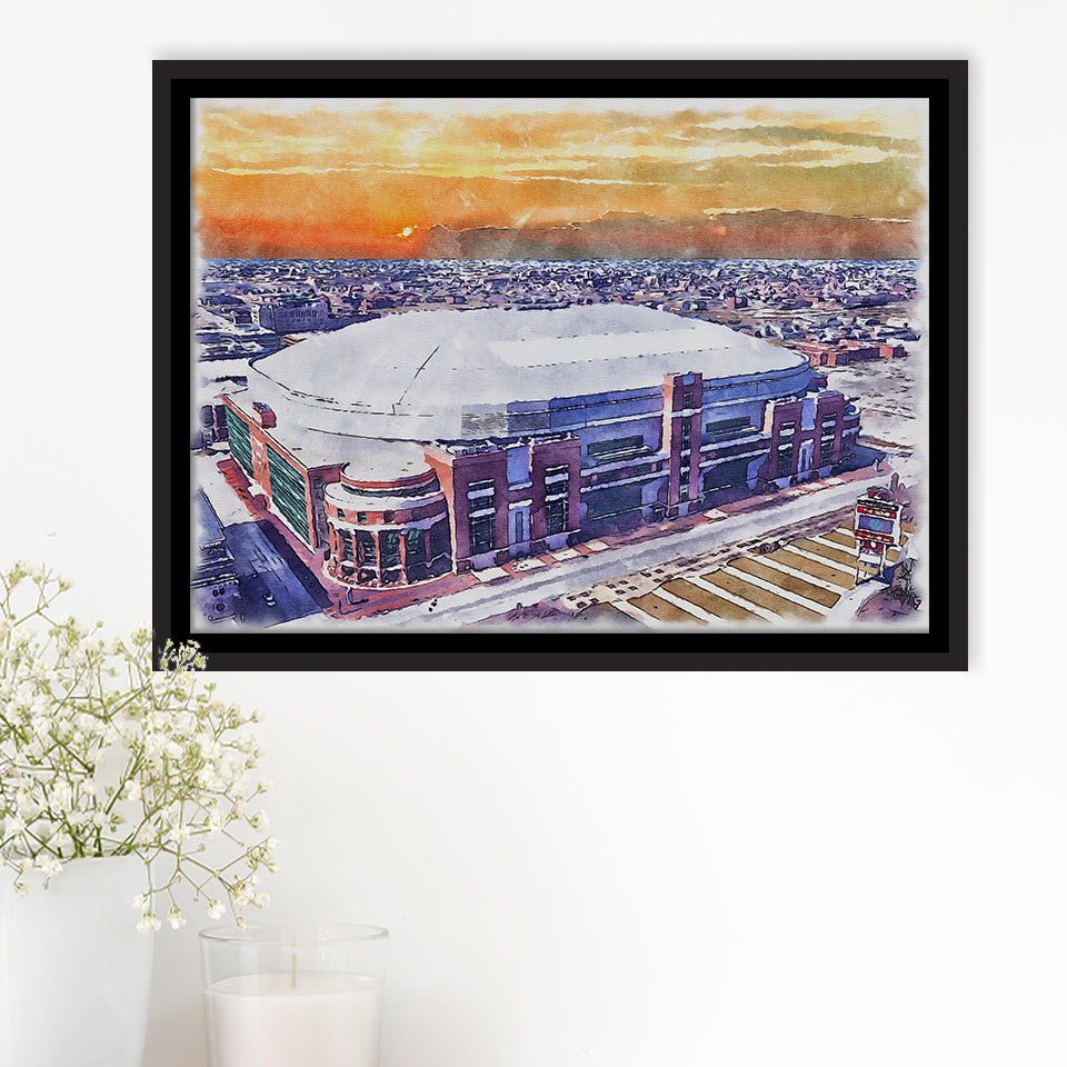 Dome at America's Center WaterColor Framed Canvas Prints, St. Louis Missouri Watercolor, Stadium Art Gifts, Floating Frame