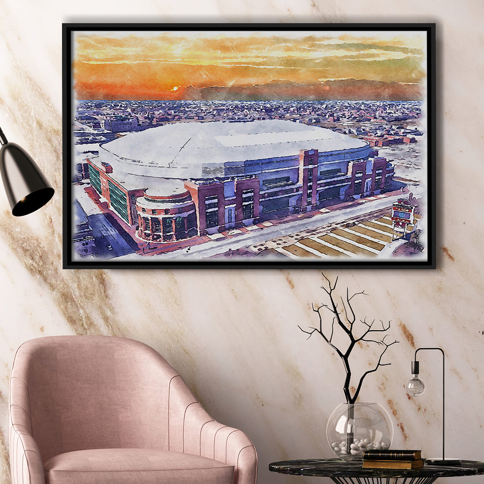 Dome at America's Center WaterColor Framed Canvas Prints, St. Louis Missouri Watercolor, Stadium Art Gifts, Floating Frame