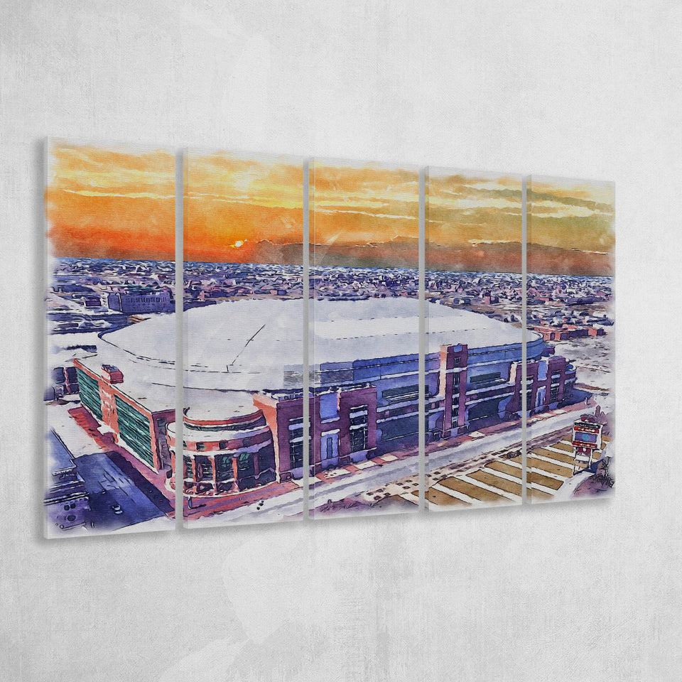 Dome at America's Center WaterColor 5 Panels B Mixed Canvas Prints, Extra Large, St. Louis Missouri Watercolor