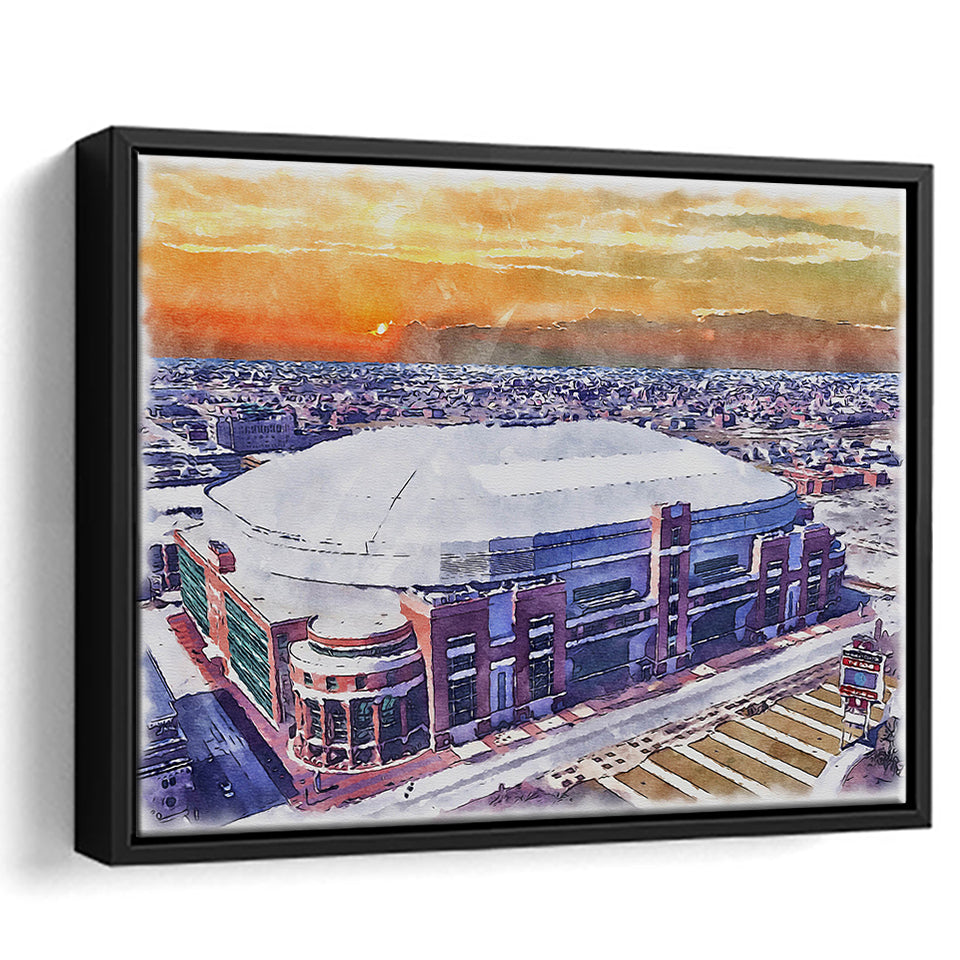 Dome at America's Center WaterColor Framed Canvas Prints, St. Louis Missouri Watercolor, Stadium Art Gifts, Floating Frame
