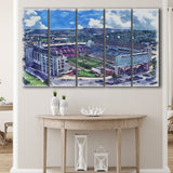Donald W. Reynolds Razorback Stadium WaterColor 5 Panels B Mixed Canvas Prints, Extra Large