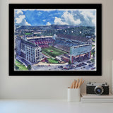 Donald W. Reynolds Razorback Stadium WaterColor Framed Art Prints, Fayetteville Arkansas Watercolor, Stadium Art Gifts