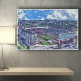 Donald W. Reynolds Razorback Stadium WaterColor Canvas Prints, Fayetteville Arkansas Watercolor, Stadium Art Gifts
