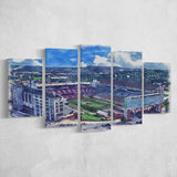 Donald W. Reynolds Razorback Stadium WaterColor 5 Panels Mix Canvas Prints, Large Stadium Canvas
