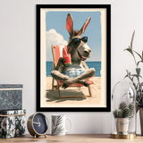 Donkey Funny Relax Time, Summer Art, Pet Lover Art, Vintage Painting, Framed Art Print, Fine Art Wall Decor