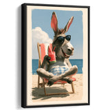 Donkey Funny Relax Time, Summer Art, Pet Lover Art, Vintage Painting, Framed Canvas Print, Floating Frame