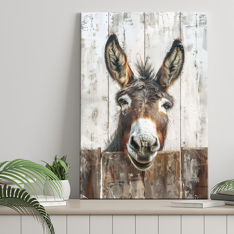 Donkey Smile Portrait Painted On Wood Painting, Canvas Painting, Canvas Print Wall Art Decor