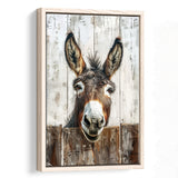 Donkey Smile Portrait Painted On Wood Painting,Framed Canvas Prints Wall Art Decor, Floating Frame