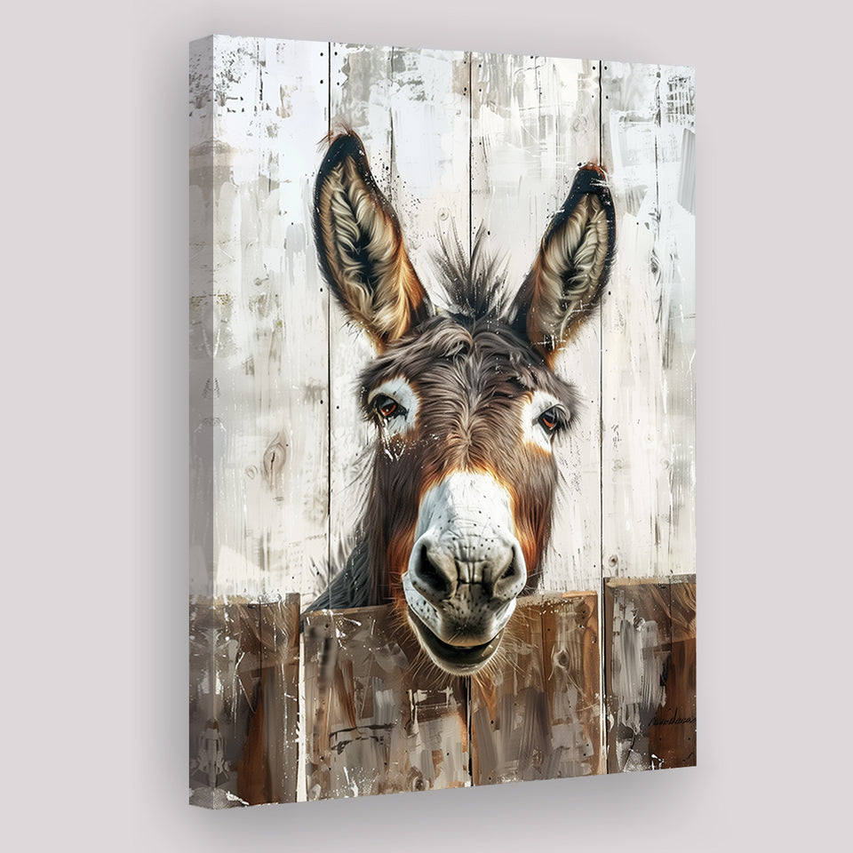 Donkey Smile Portrait Painted On Wood Painting, Canvas Painting, Canvas Print Wall Art Decor