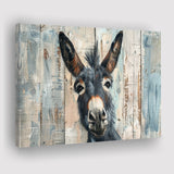 Donkey Smile Portrait Painted On Wood, Canvas Print Wall Art Decor, Landscape Art Print