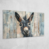 Donkey Smile Portrait Painted On Wood, Extra Large Multi 5 Panel Canvas Print Wall Art Decor