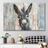 Donkey Smile Portrait Painted On Wood, Canvas Print Wall Art Decor, Landscape Art Print