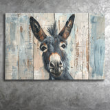 Donkey Smile Portrait Painted On Wood, Canvas Print Wall Art Decor, Landscape Art Print