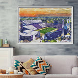 Dowdy–Ficklen Stadium WaterColor Framed Canvas Prints, Greenville North Carolina Watercolor, Stadium Art Gifts, Floating Frame