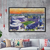 Dowdy–Ficklen Stadium WaterColor Framed Art Prints, Greenville North Carolina Watercolor, Stadium Art Gifts