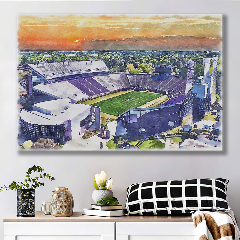 Dowdy–Ficklen Stadium WaterColor Canvas Prints, Greenville North Carolina Watercolor, Stadium Art Gifts