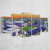 Dowdy–Ficklen Stadium WaterColor 5 Panels Mix Canvas Prints, Greenville North Carolina Watercolor, Large Stadium Canvas