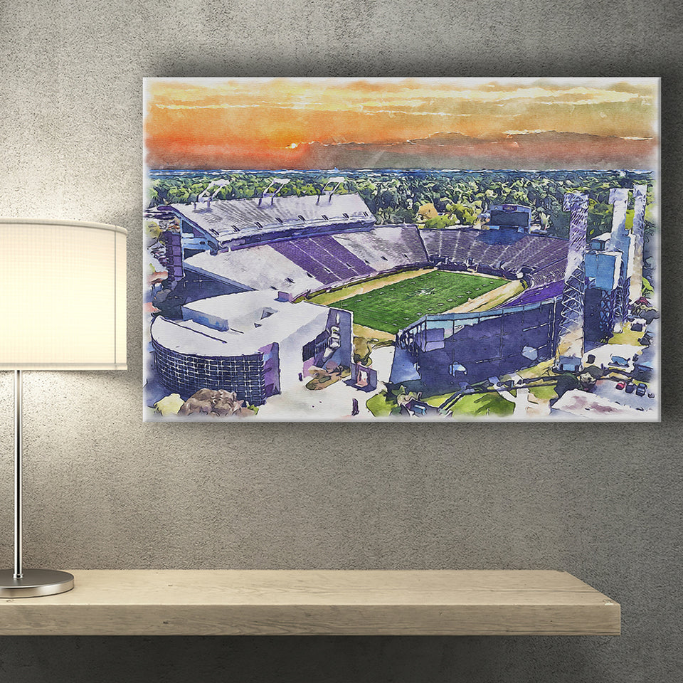 Dowdy–Ficklen Stadium WaterColor Canvas Prints, Greenville North Carolina Watercolor, Stadium Art Gifts
