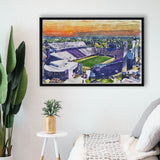 Dowdy–Ficklen Stadium WaterColor Framed Canvas Prints, Greenville North Carolina Watercolor, Stadium Art Gifts, Floating Frame
