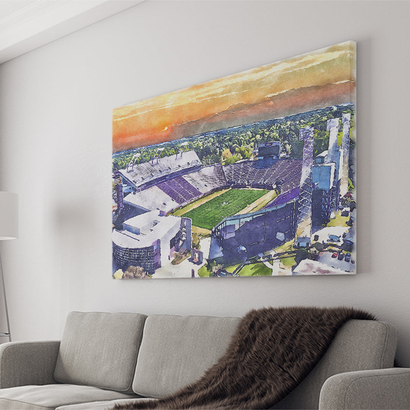 Dowdy–Ficklen Stadium WaterColor Canvas Prints, Greenville North Carolina Watercolor, Stadium Art Gifts