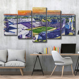 Dowdy–Ficklen Stadium WaterColor 5 Panels Mix Canvas Prints, Greenville North Carolina Watercolor, Large Stadium Canvas