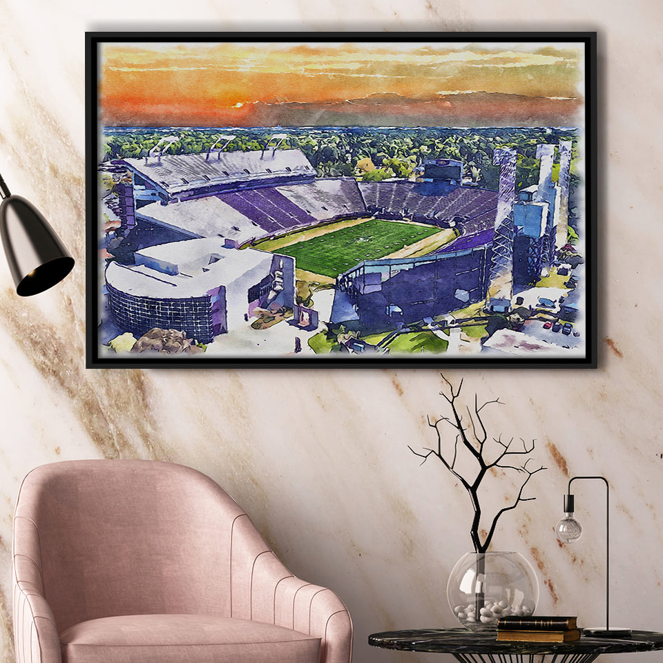 Dowdy–Ficklen Stadium WaterColor Framed Canvas Prints, Greenville North Carolina Watercolor, Stadium Art Gifts, Floating Frame