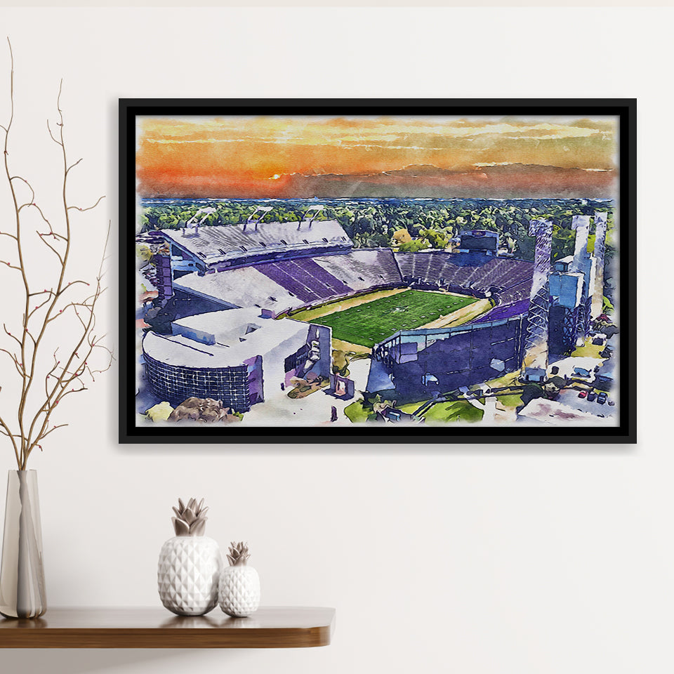 Dowdy–Ficklen Stadium WaterColor Framed Canvas Prints, Greenville North Carolina Watercolor, Stadium Art Gifts, Floating Frame