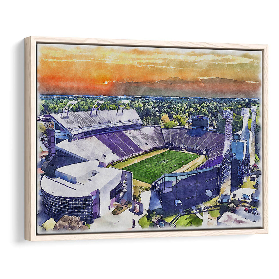 Dowdy–Ficklen Stadium WaterColor Framed Canvas Prints, Greenville North Carolina Watercolor, Stadium Art Gifts, Floating Frame