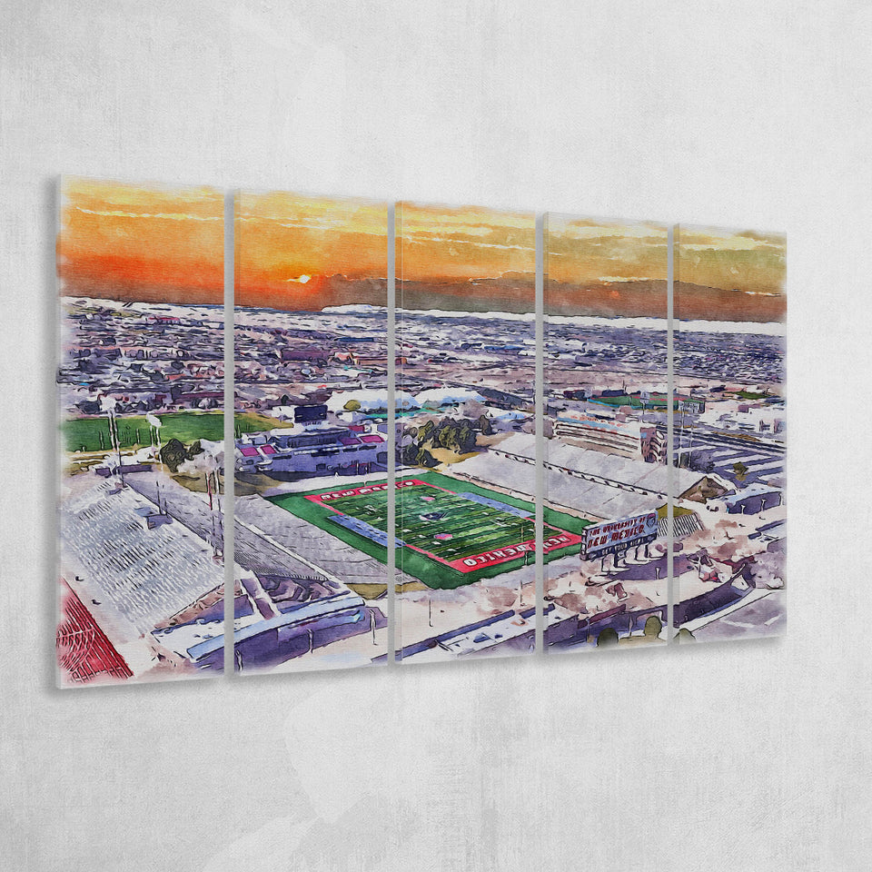 Dreamstyle Stadium, University Stadium WaterColor 5 Panels B Mixed Canvas Prints, Extra Large