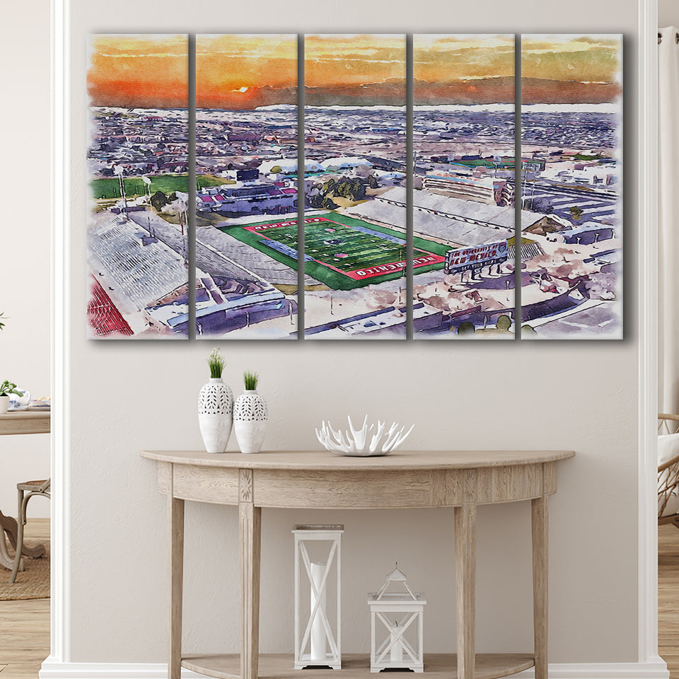 Dreamstyle Stadium, University Stadium WaterColor 5 Panels B Mixed Canvas Prints, Extra Large