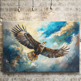 Eagle Flying In The Sky Oil Painting V1, Canvas Print Wall Art Home Decor, Painting Canvas Art Print