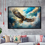 Eagle Flying In The Sky Oil Painting V1, Framed Art Print Wall Decor, Picture Framed Painting Art