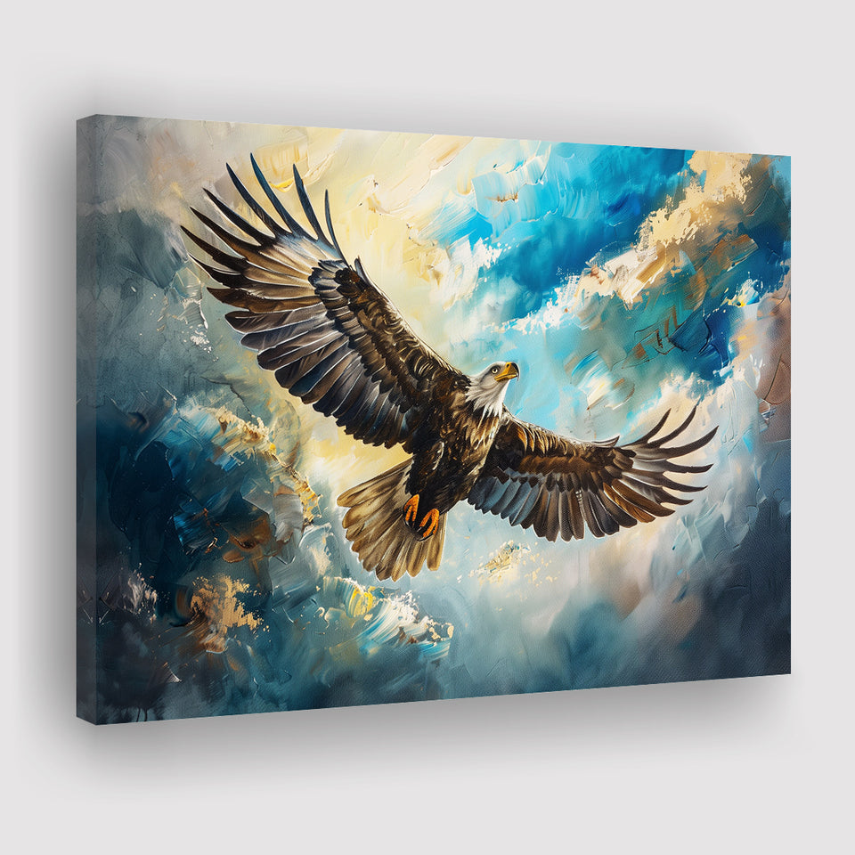 Eagle Flying In The Sky Oil Painting V1, Canvas Print Wall Art Home Decor, Painting Canvas Art Print