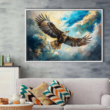 Eagle Flying In The Sky Oil Painting V1, Framed Canvas Print Wall Art Decor, Floating Frame Painting Canvas