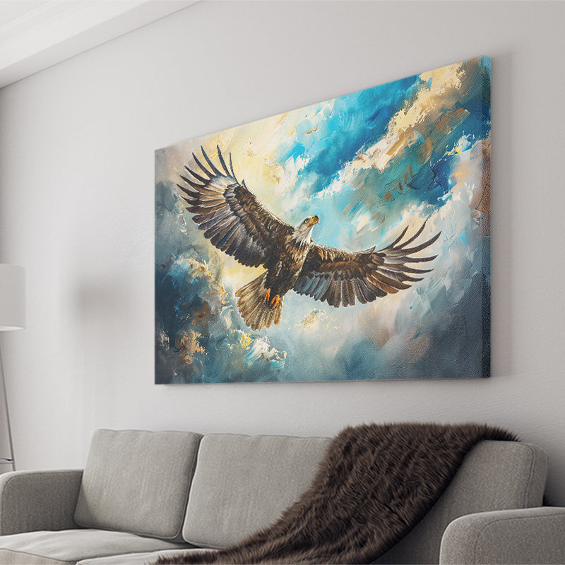 Eagle Flying In The Sky Oil Painting V1, Canvas Print Wall Art Home Decor, Painting Canvas Art Print